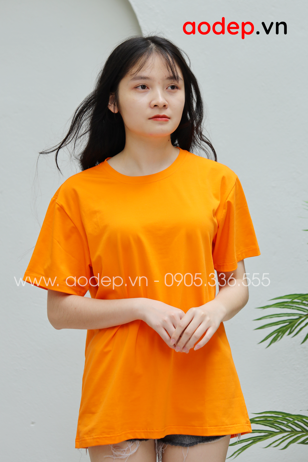 Áo thun tay lỡ màu cam