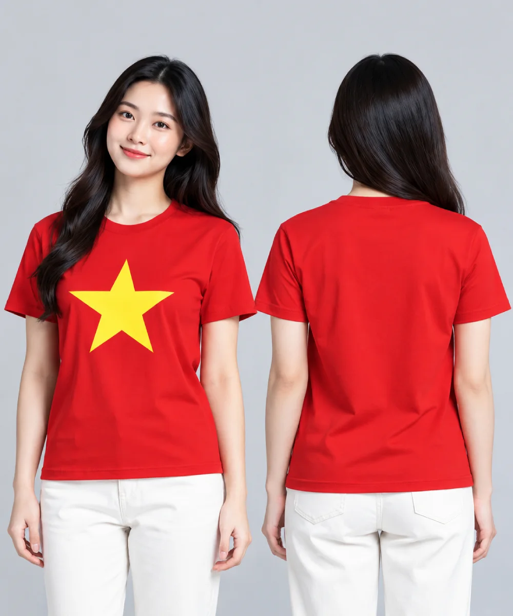 Áo Cờ Đỏ Sao Vàng Cổ Tròn Truyền Thống - ảnh 2