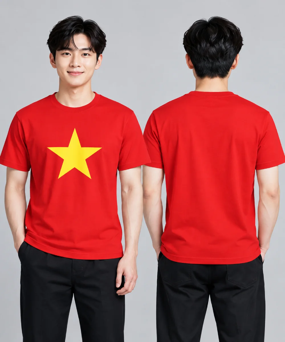 Áo Cờ Đỏ Sao Vàng Cổ Tròn Truyền Thống - ảnh 3