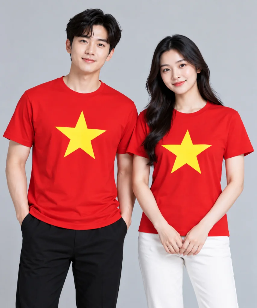 Áo Cờ Đỏ Sao Vàng Cổ Tròn Truyền Thống