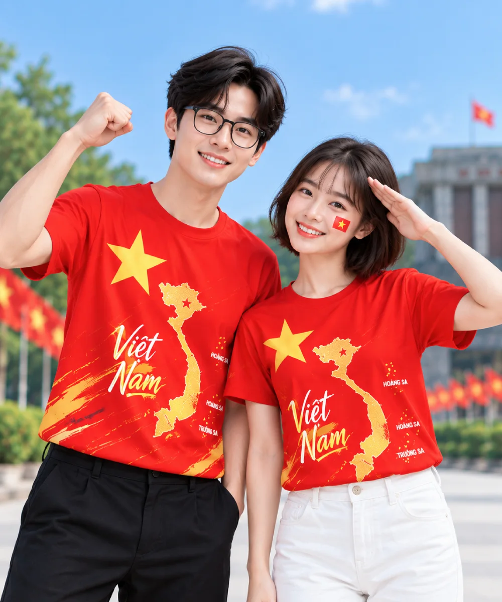 Áo Cờ Đỏ Sao Vàng In Hình Bản Đồ Việt Nam