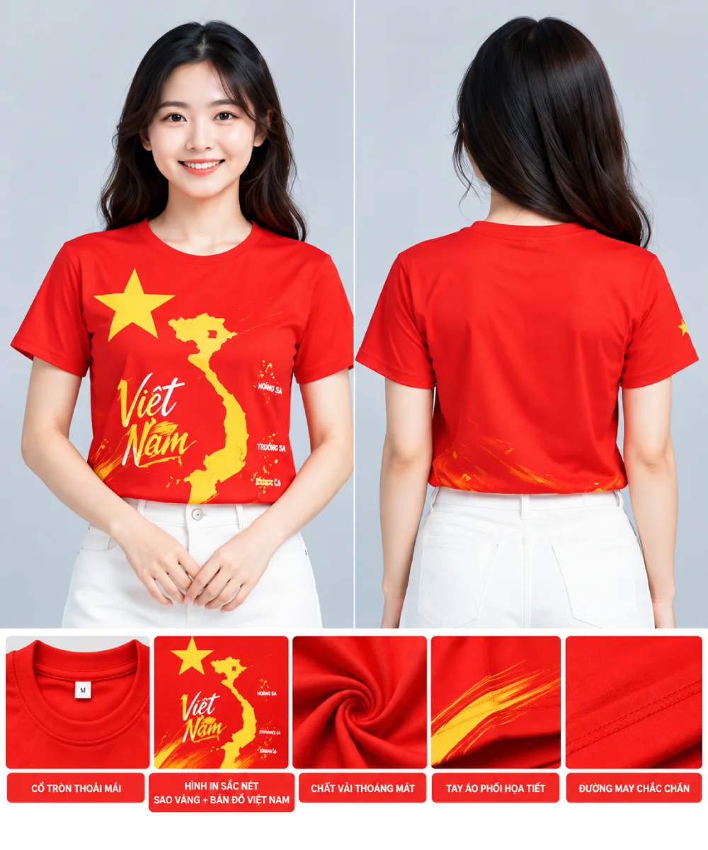 Áo Cờ Đỏ Sao Vàng In Hình Bản Đồ Việt Nam - ảnh 4