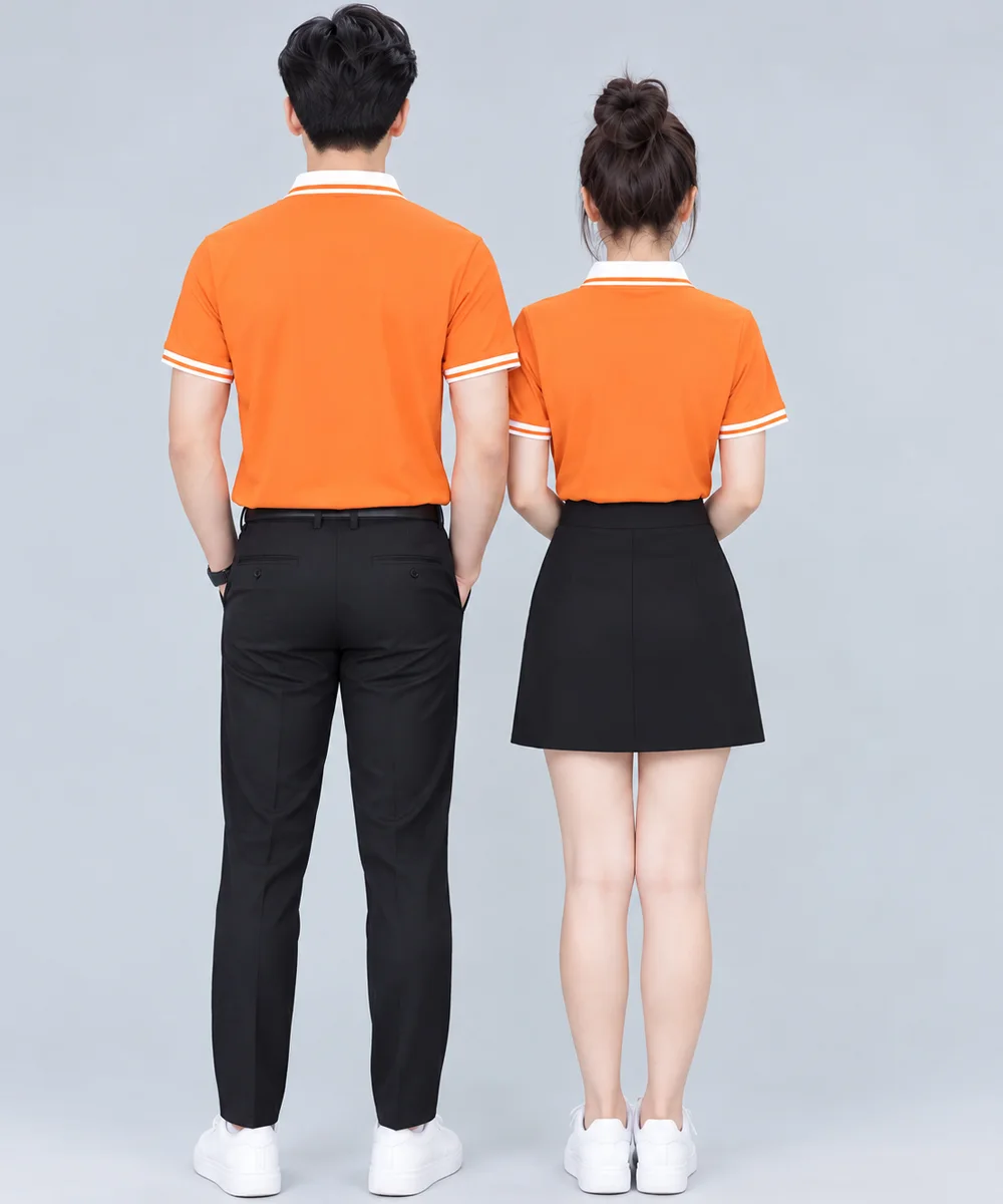 Áo Polo Đồng Phục Màu Cam Cổ Phối Trắng Viền Tay Trắng - ảnh 2