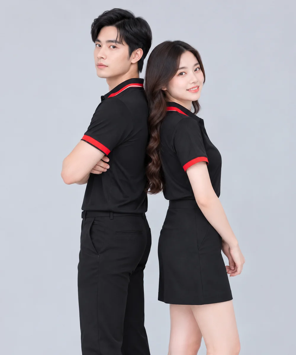 Áo Polo Đồng Phục Màu Đen Viền Đỏ - ảnh 5