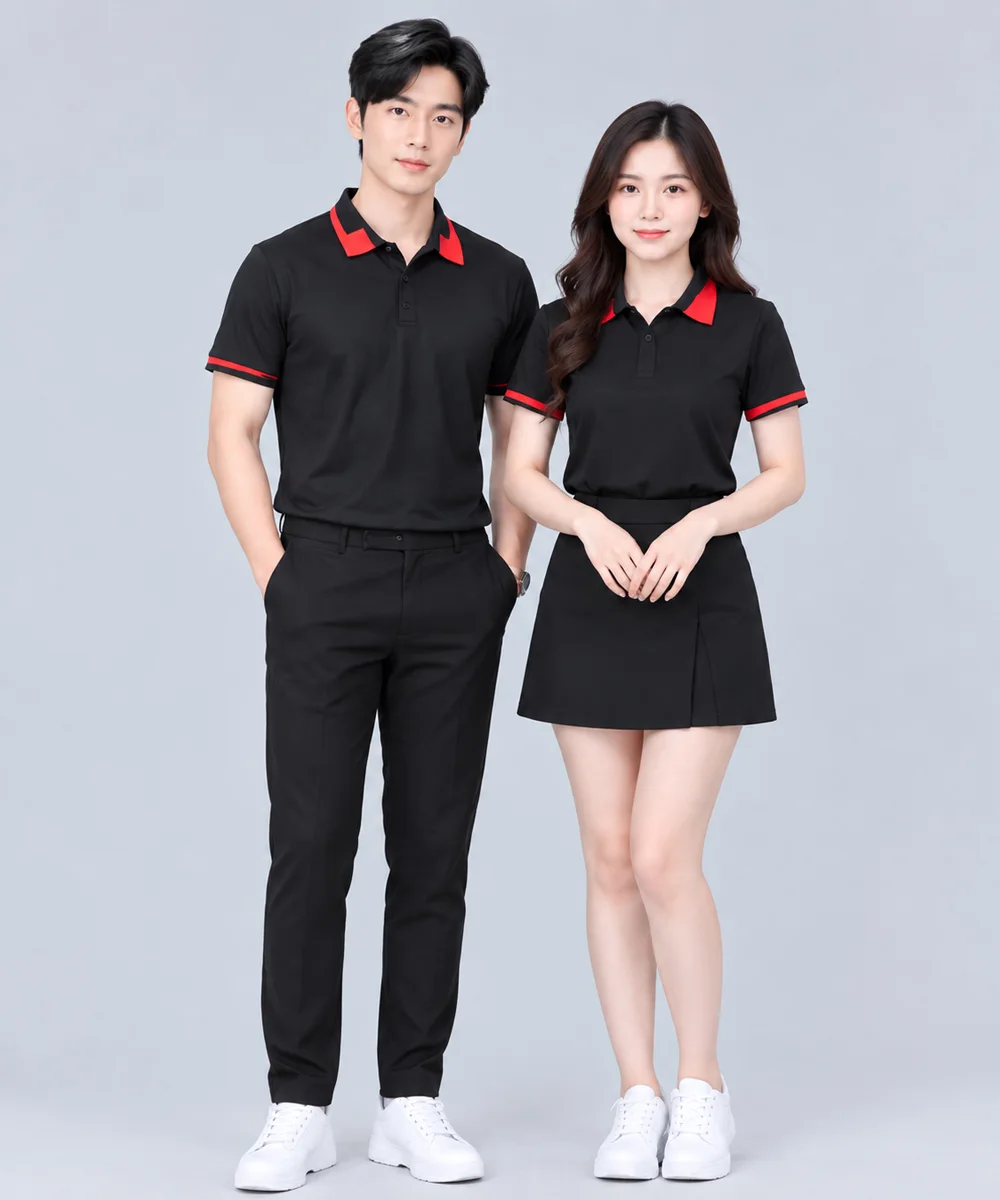 Áo Polo Đồng Phục Màu Đen Viền Đỏ - ảnh 2