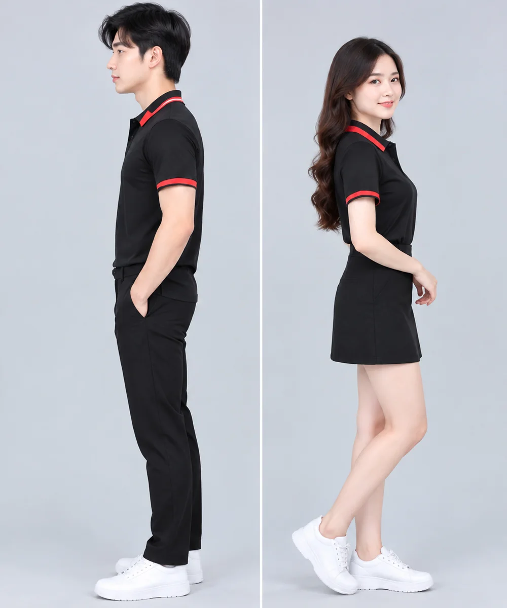 Áo Polo Đồng Phục Màu Đen Viền Đỏ - ảnh 3