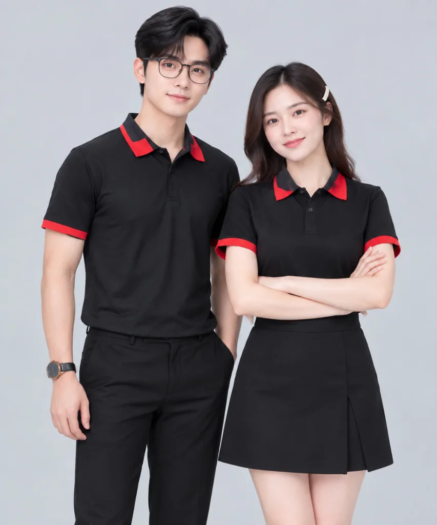 Áo Polo Đồng Phục Màu Đen Viền Đỏ