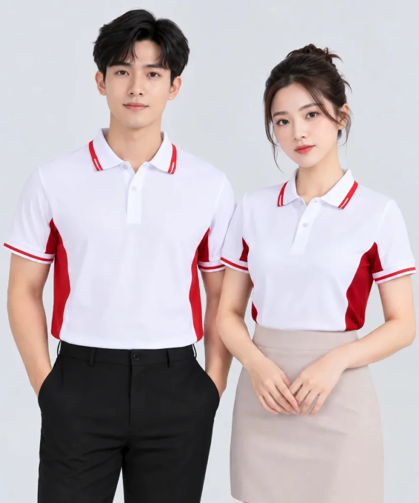 Áo Polo Đồng Phục Màu Trắng Phối Đỏ