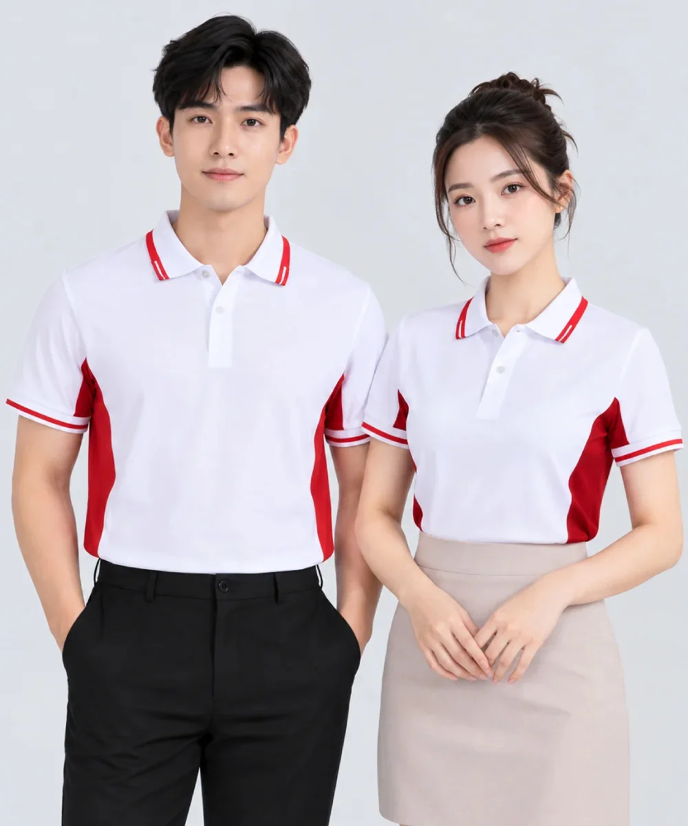 Áo Polo Đồng Phục Màu Trắng Phối Đỏ