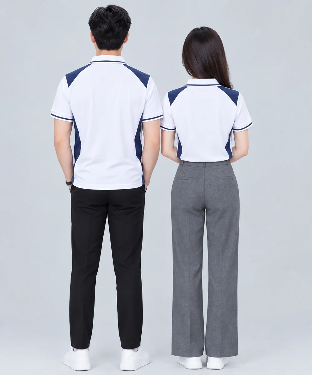 Áo Polo Đồng Phục Màu Trắng Phối Xanh Navy - ảnh 3