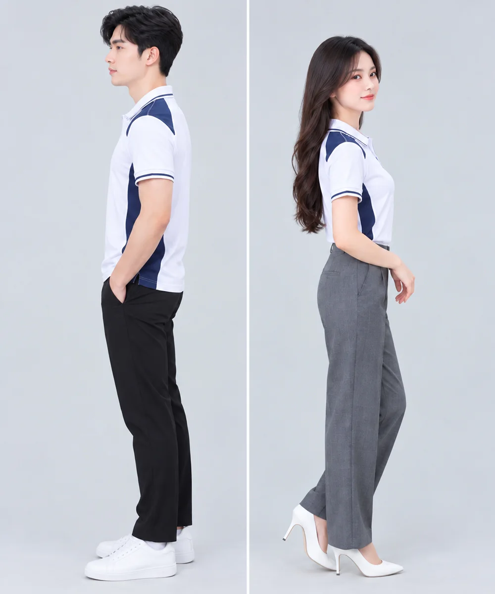 Áo Polo Đồng Phục Màu Trắng Phối Xanh Navy - ảnh 4