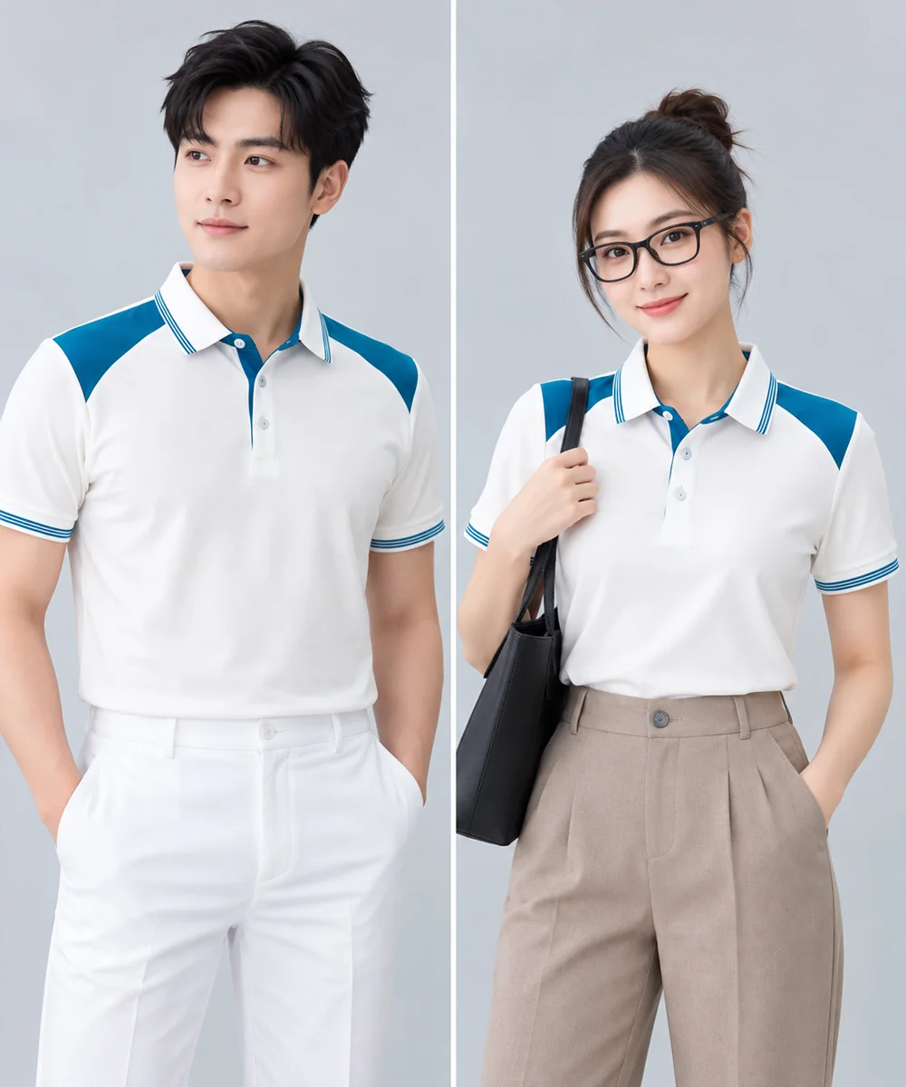 Áo Polo Đồng Phục Màu Trắng Phối Xanh Ngọc - ảnh 2