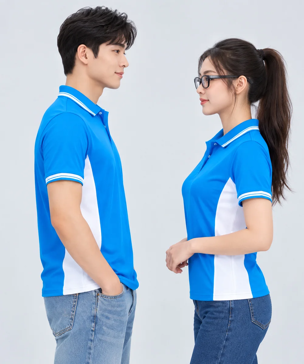 Áo Polo Đồng Phục Màu Xanh YA Phối Trắng - ảnh 5