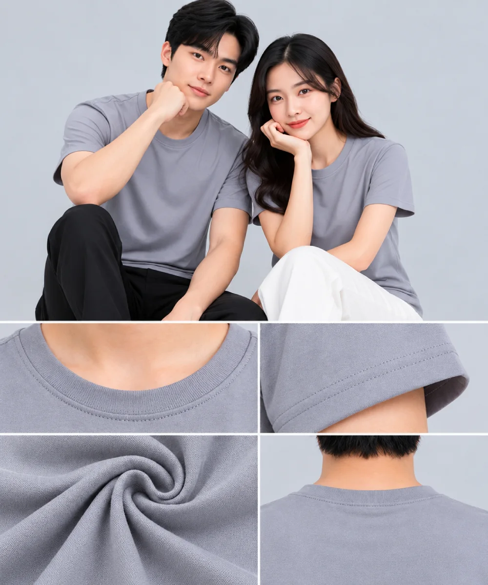 Áo Thun Đồng Phục Cổ Tròn Màu Xám Nhạt Trơn - ảnh 6