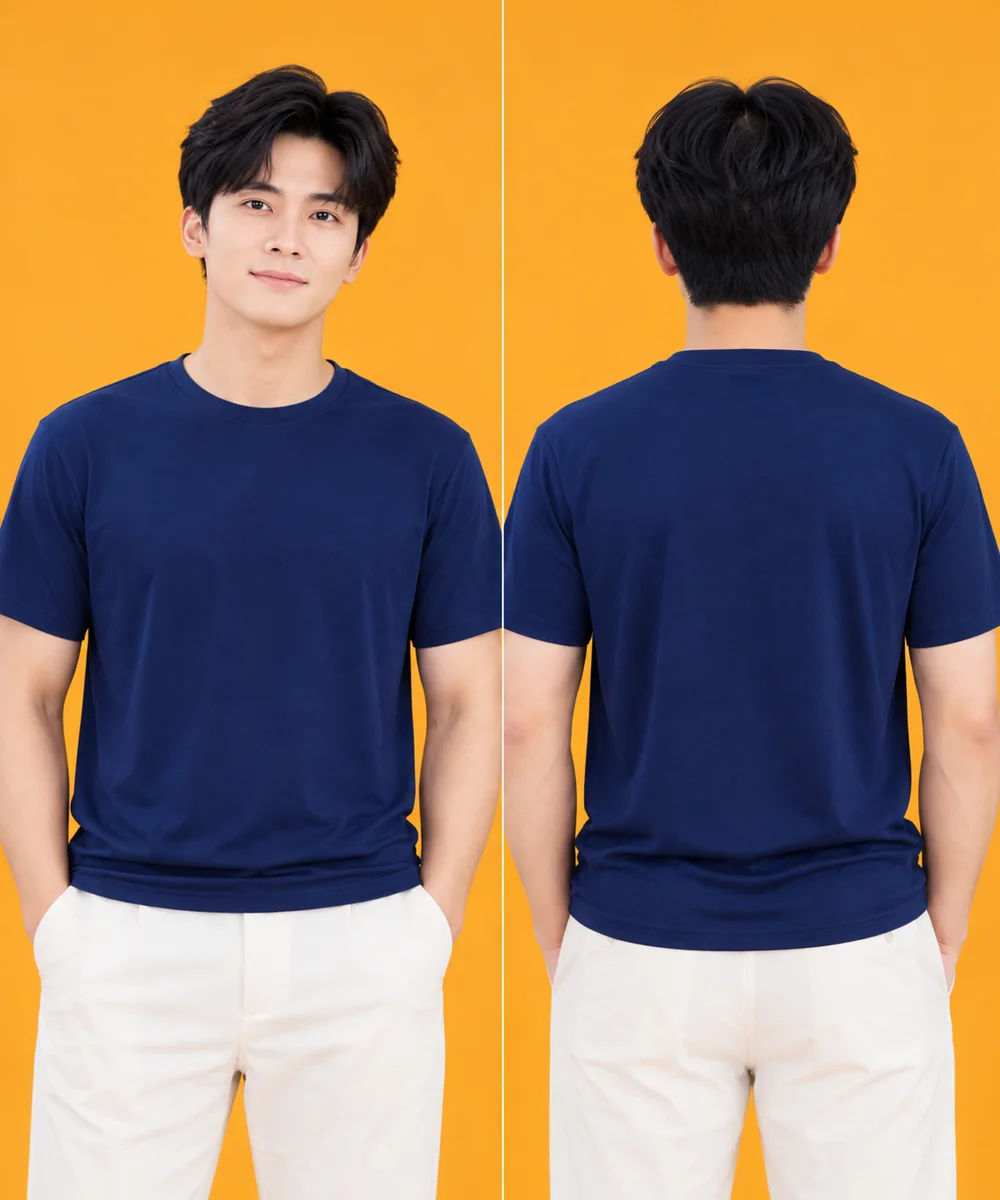 Áo thun đồng phục công sở màu xanh đen trơn - ảnh 5