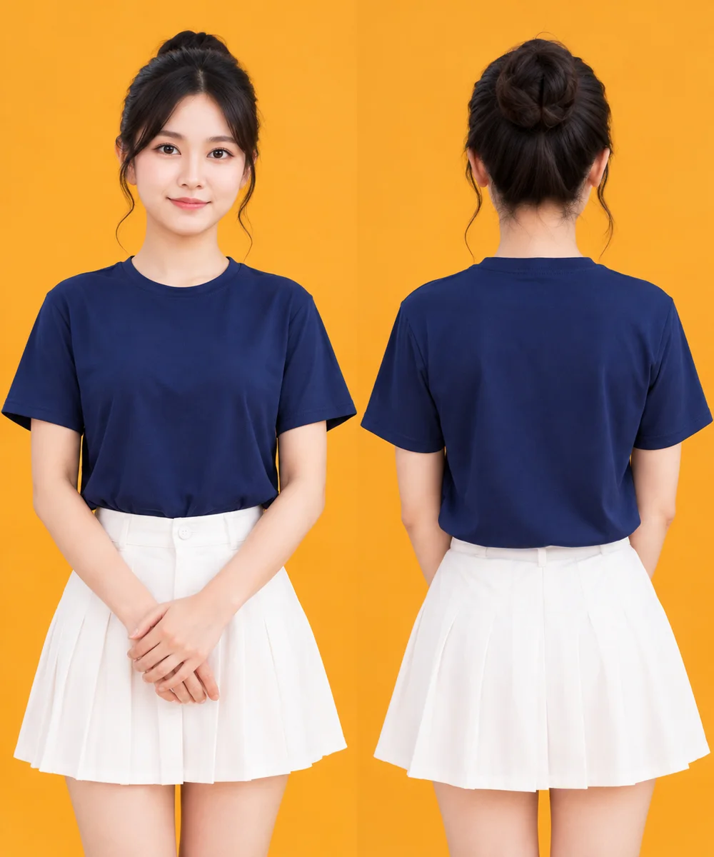 Áo thun đồng phục công sở màu xanh đen trơn - ảnh 4