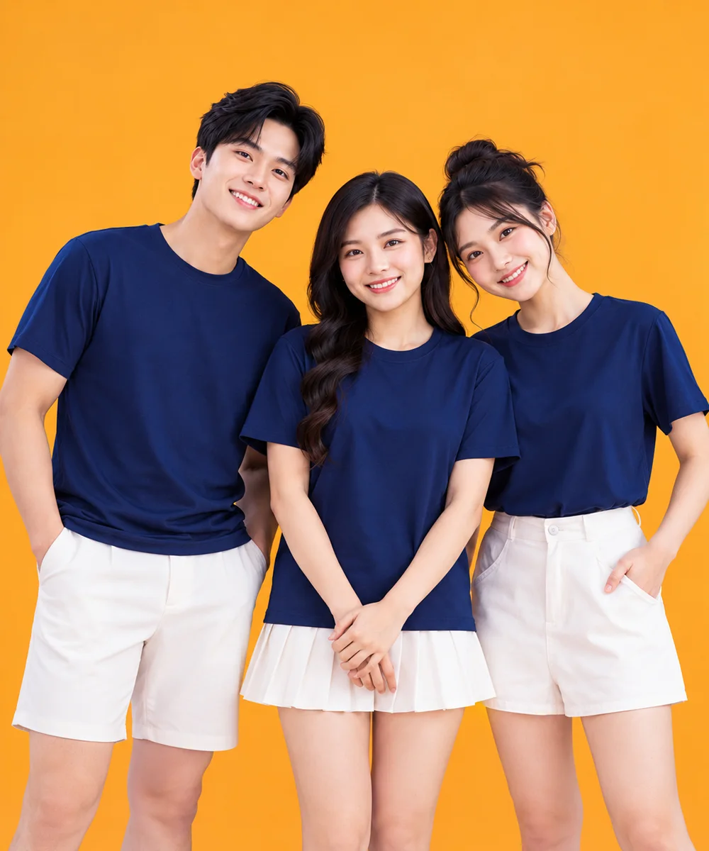 Áo thun đồng phục công sở màu xanh đen trơn - ảnh 3