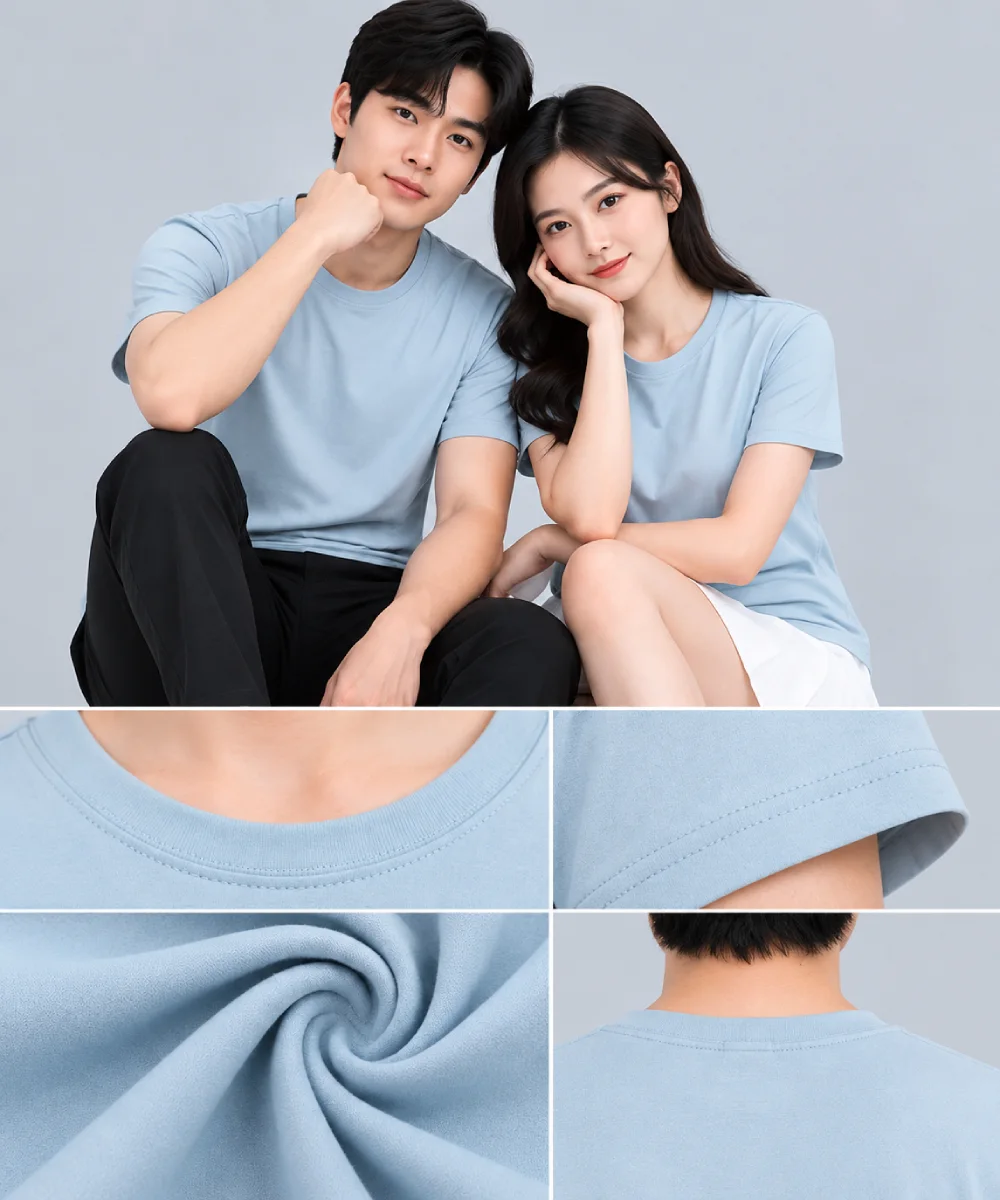 Áo Thun Đồng Phục Cổ Tròn Trơn Màu Xanh Pastel Nhạt - ảnh 6