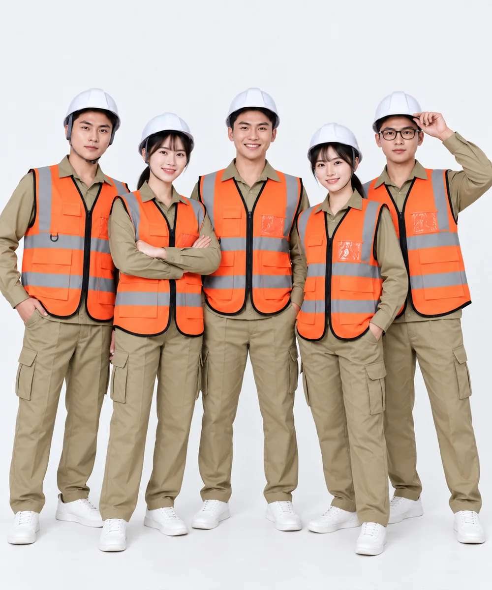 Áo gile bảo hộ lao động màu cam viền đen - ảnh 6