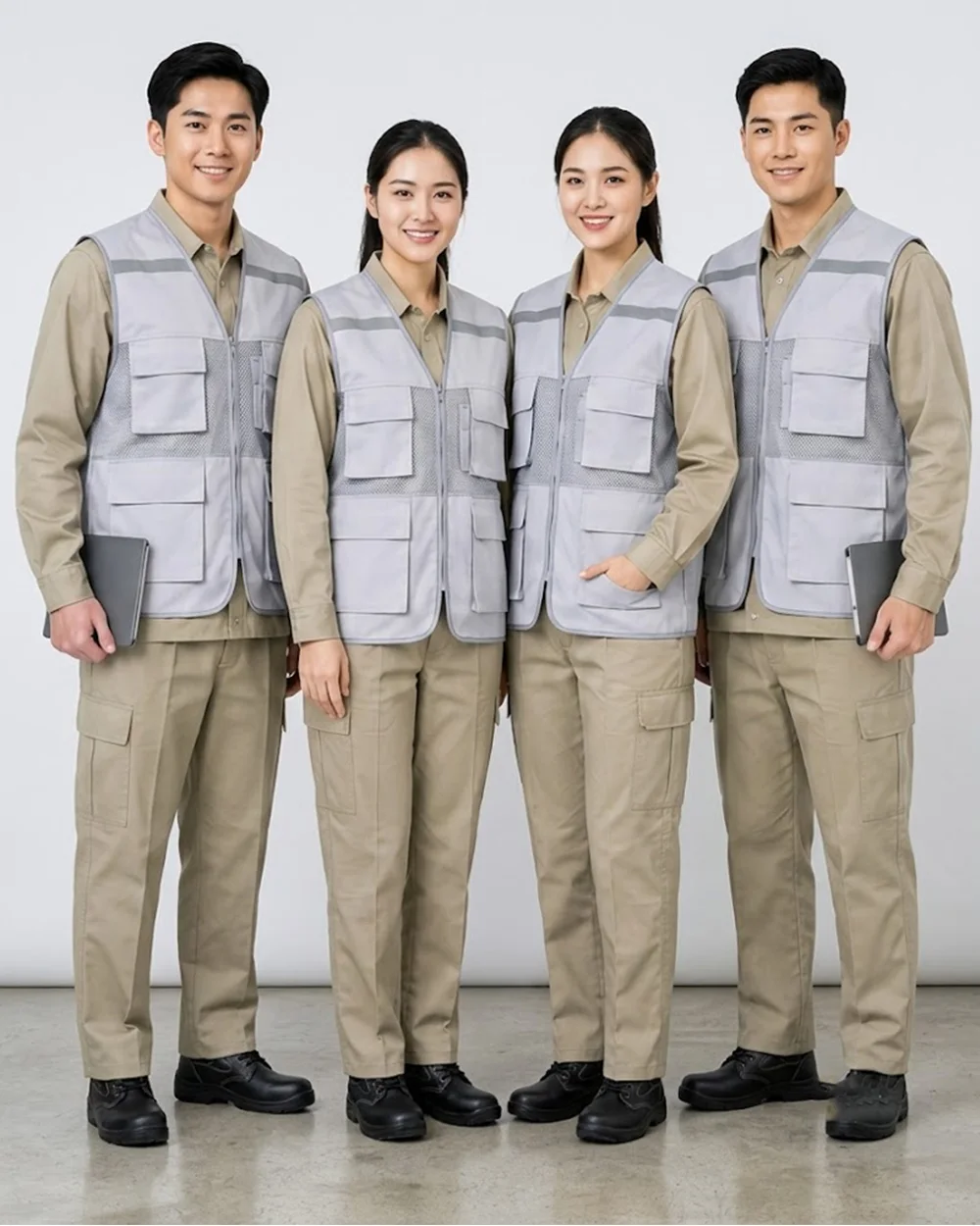 Áo gile bảo hộ lao động màu ghi nhạt - ảnh 2