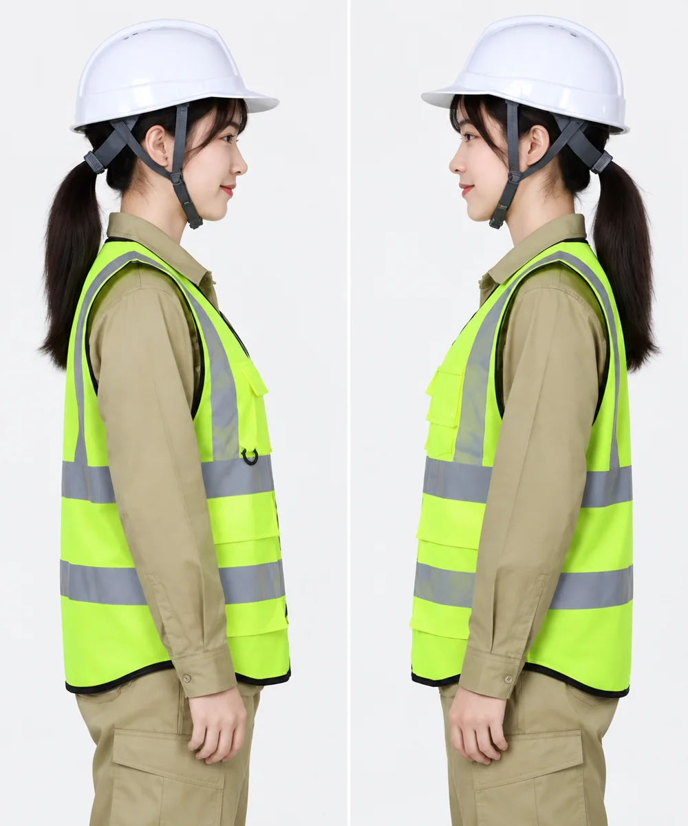 Áo gile bảo hộ lao động màu xanh chuối viền đen - ảnh 5