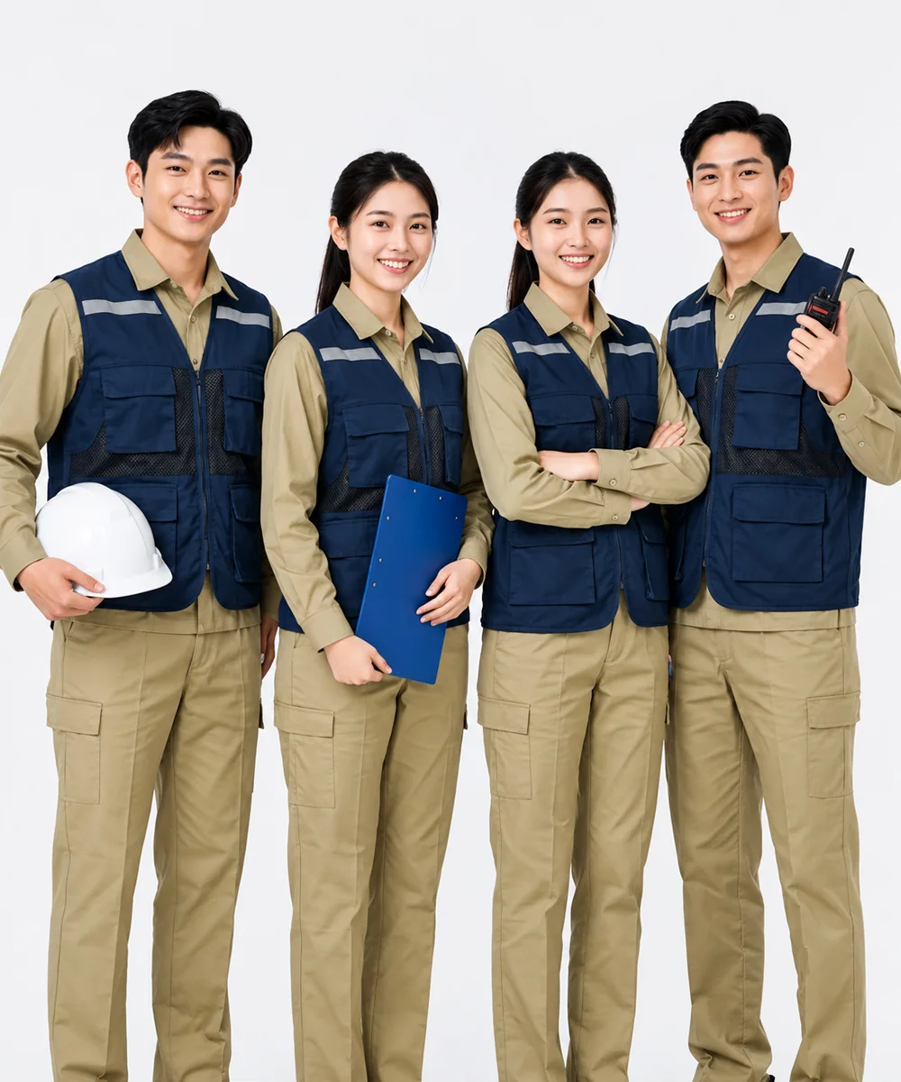 Áo gile bảo hộ lao động màu xanh đen 4 túi hộp - ảnh 4