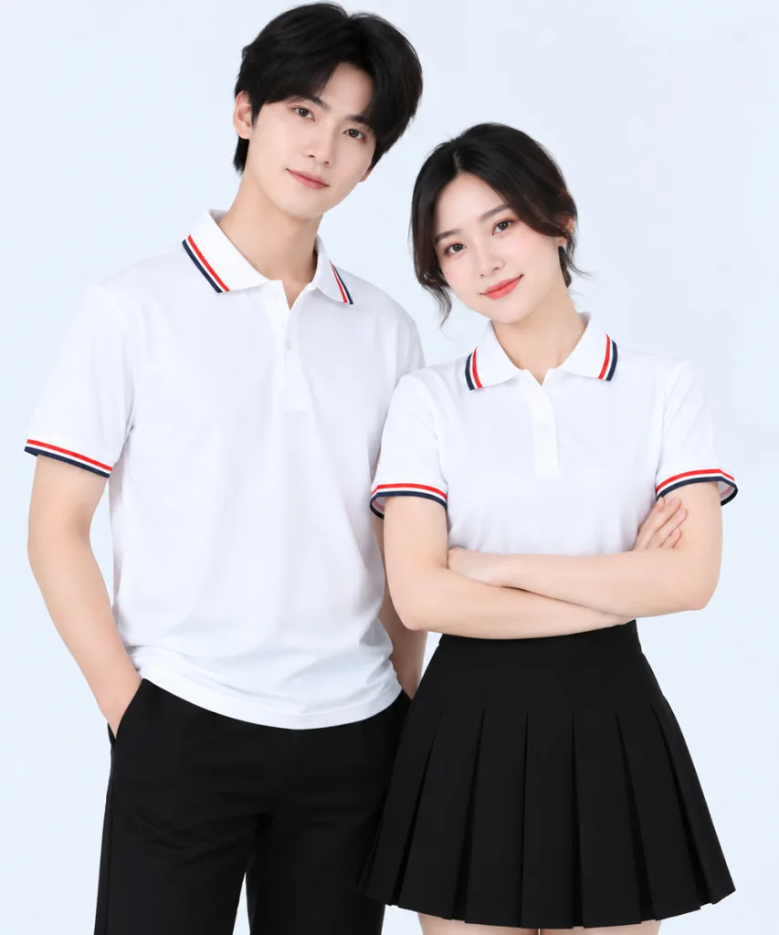 Áo Polo May Sẵn Màu Trắng Viền Đen Đỏ