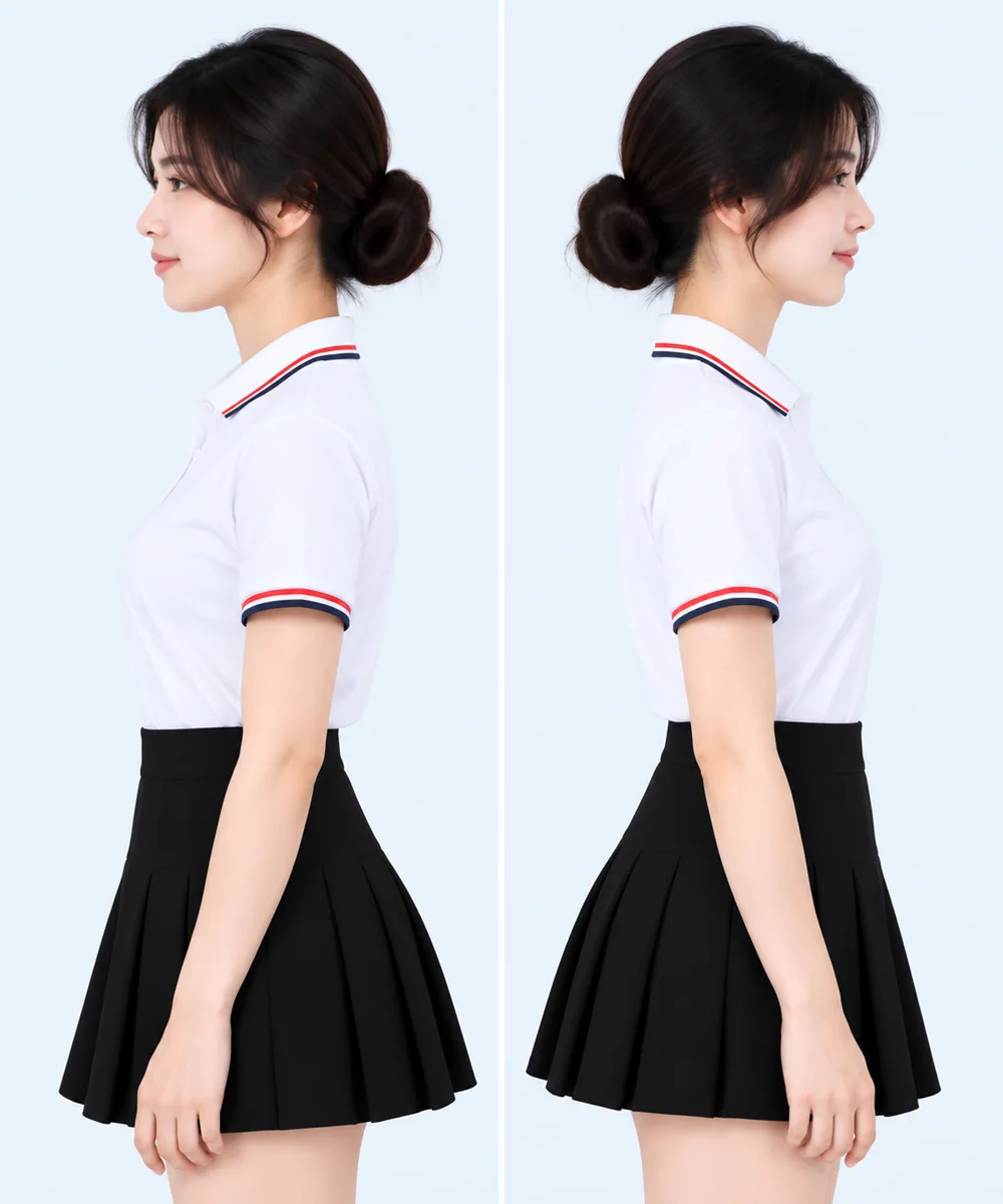 Áo Polo May Sẵn Màu Trắng Viền Đen Đỏ - ảnh 3