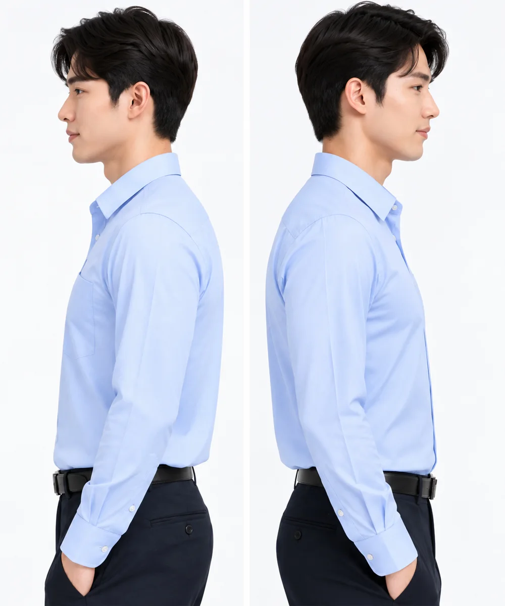 Áo sơ mi đồng phục công sở màu xanh da trời nhạt - ảnh 4