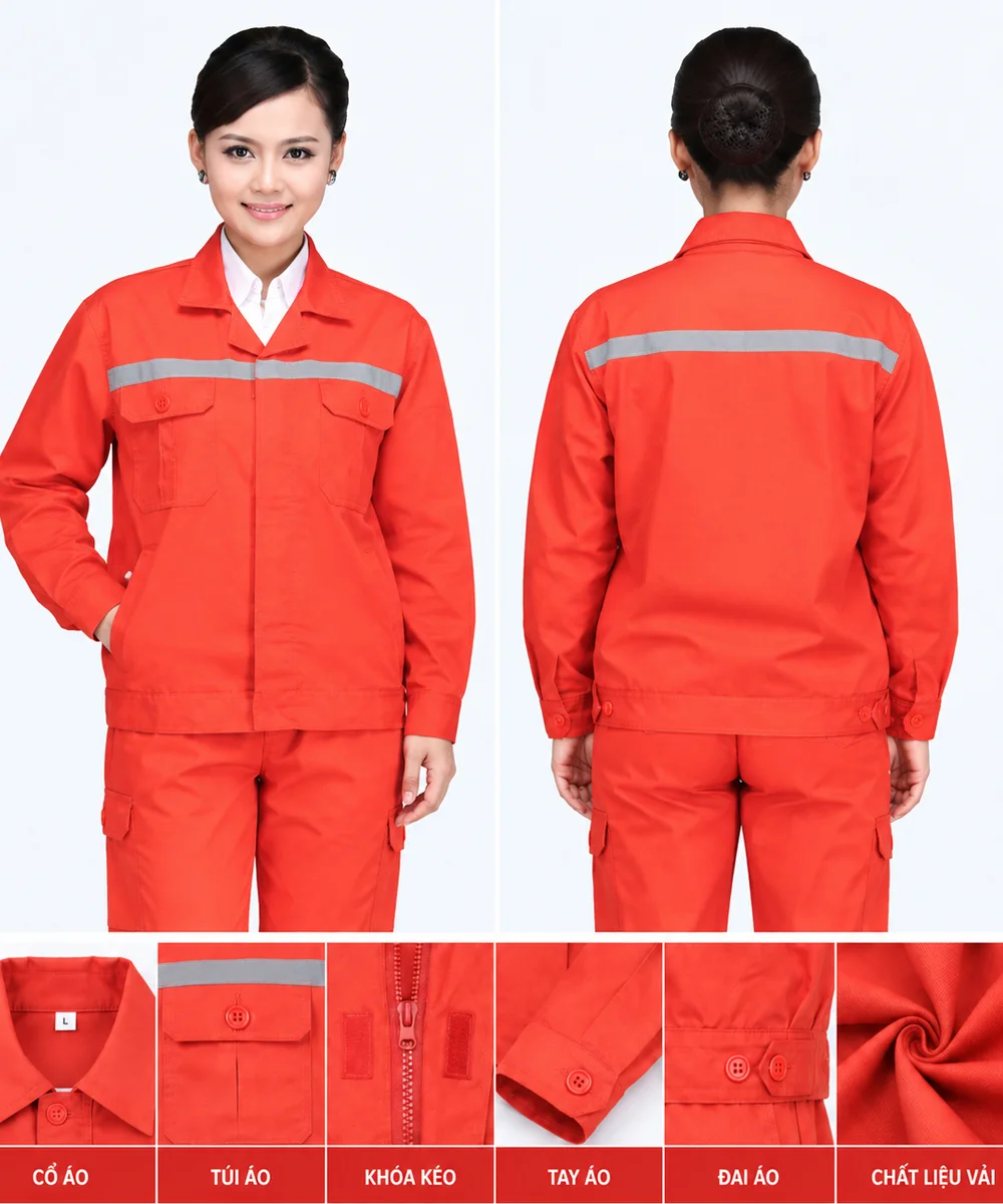 Quần áo đồng phục công nhân dài tay màu cam - ảnh 5