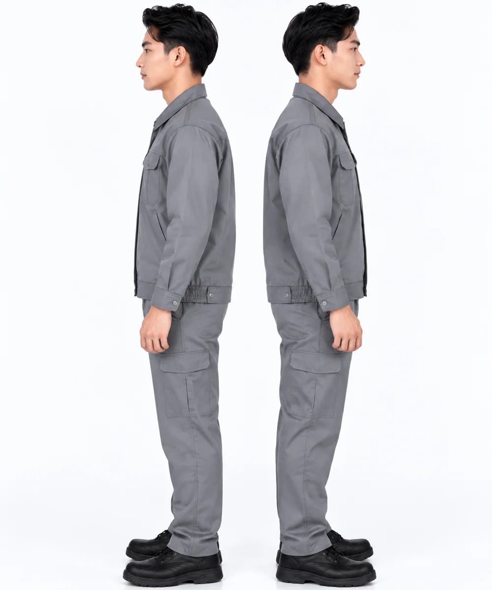 Quần áo đồng phục công nhân dài tay màu xám tro - ảnh 3