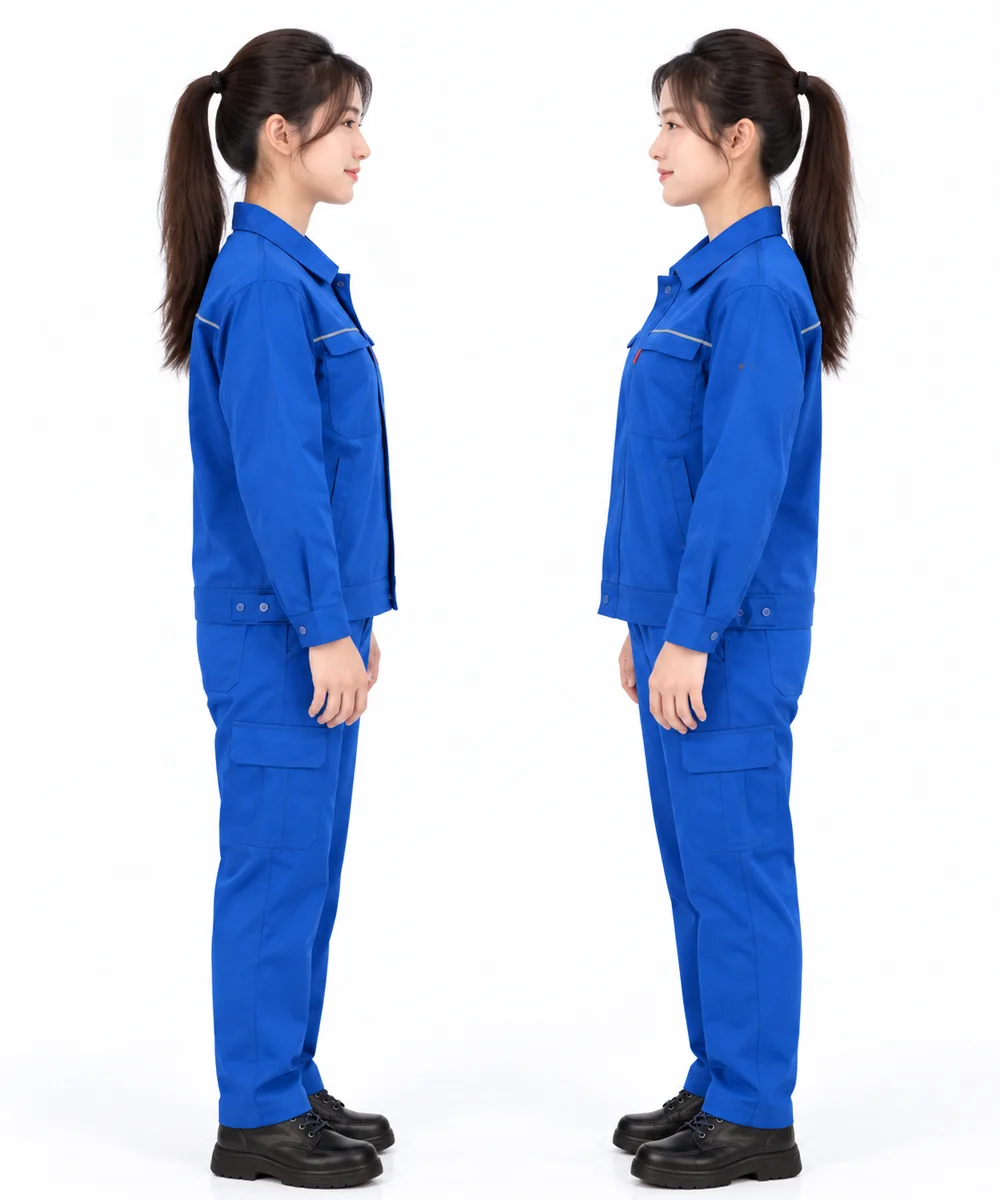 Quần áo đồng phục công nhân dài tay màu xanh YA - ảnh 4