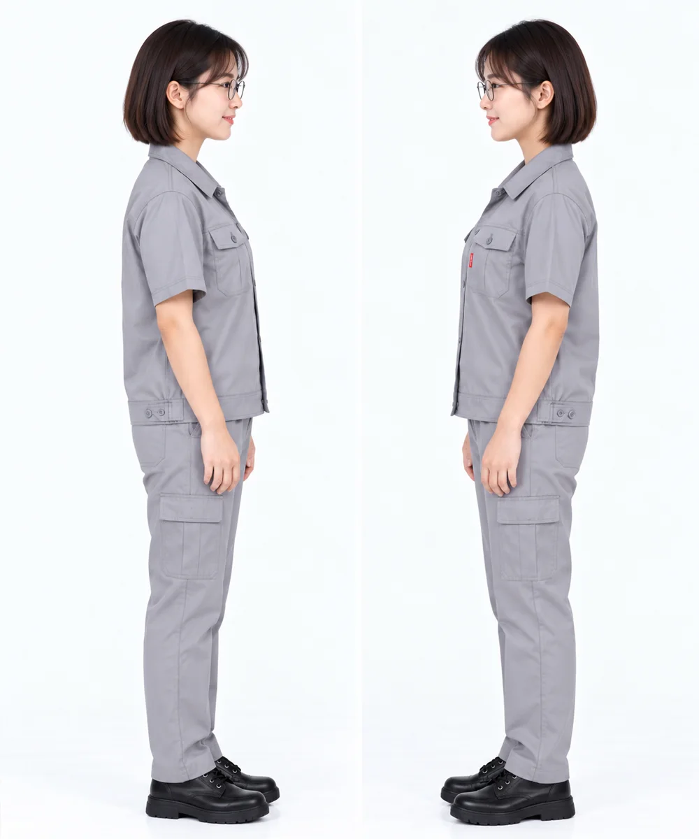 Quần áo đồng phục công nhân ngắn tay màu xám - ảnh 6