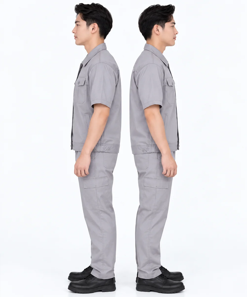Quần áo đồng phục công nhân ngắn tay màu xám - ảnh 2