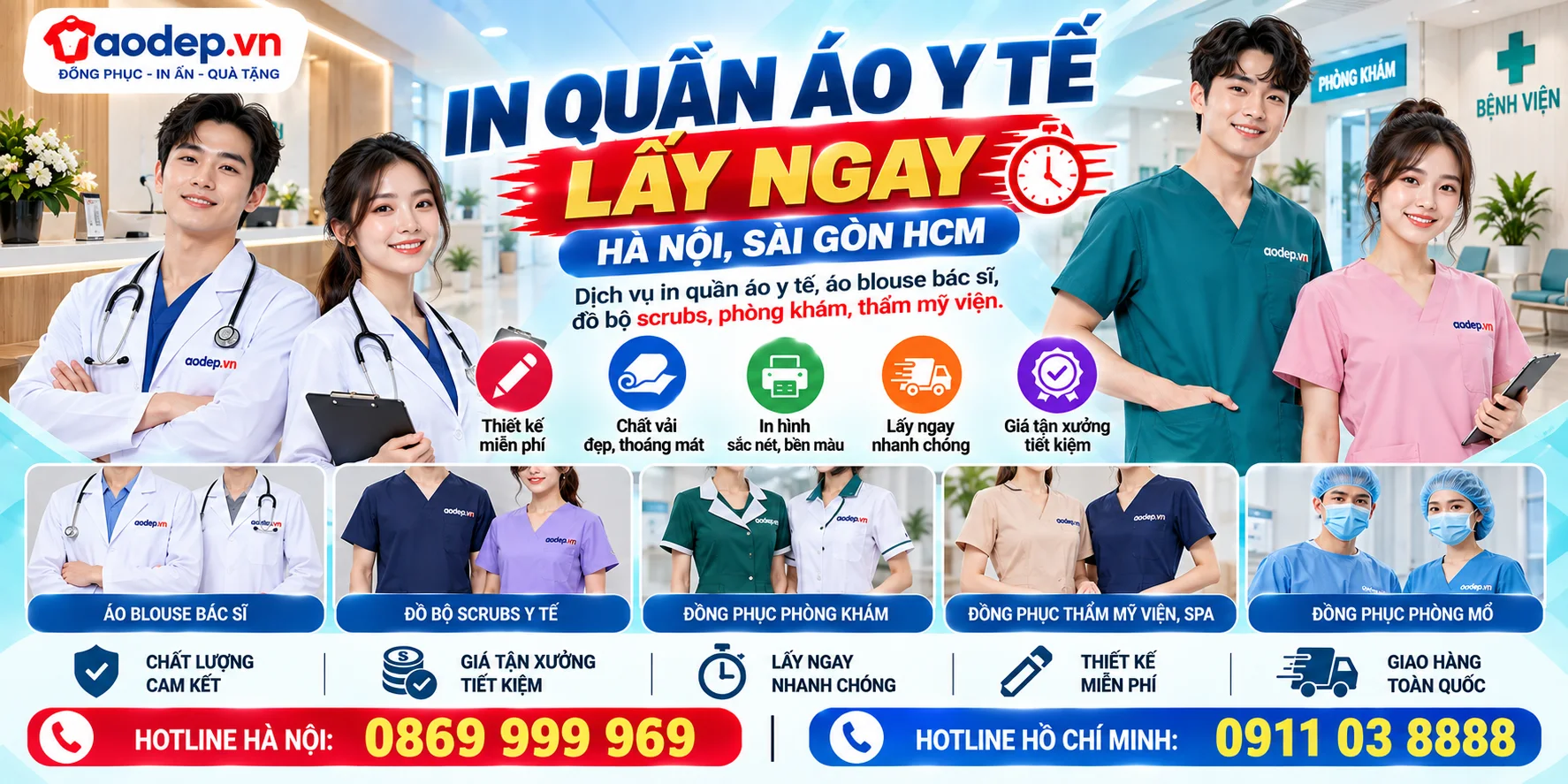 In quần áo y tế