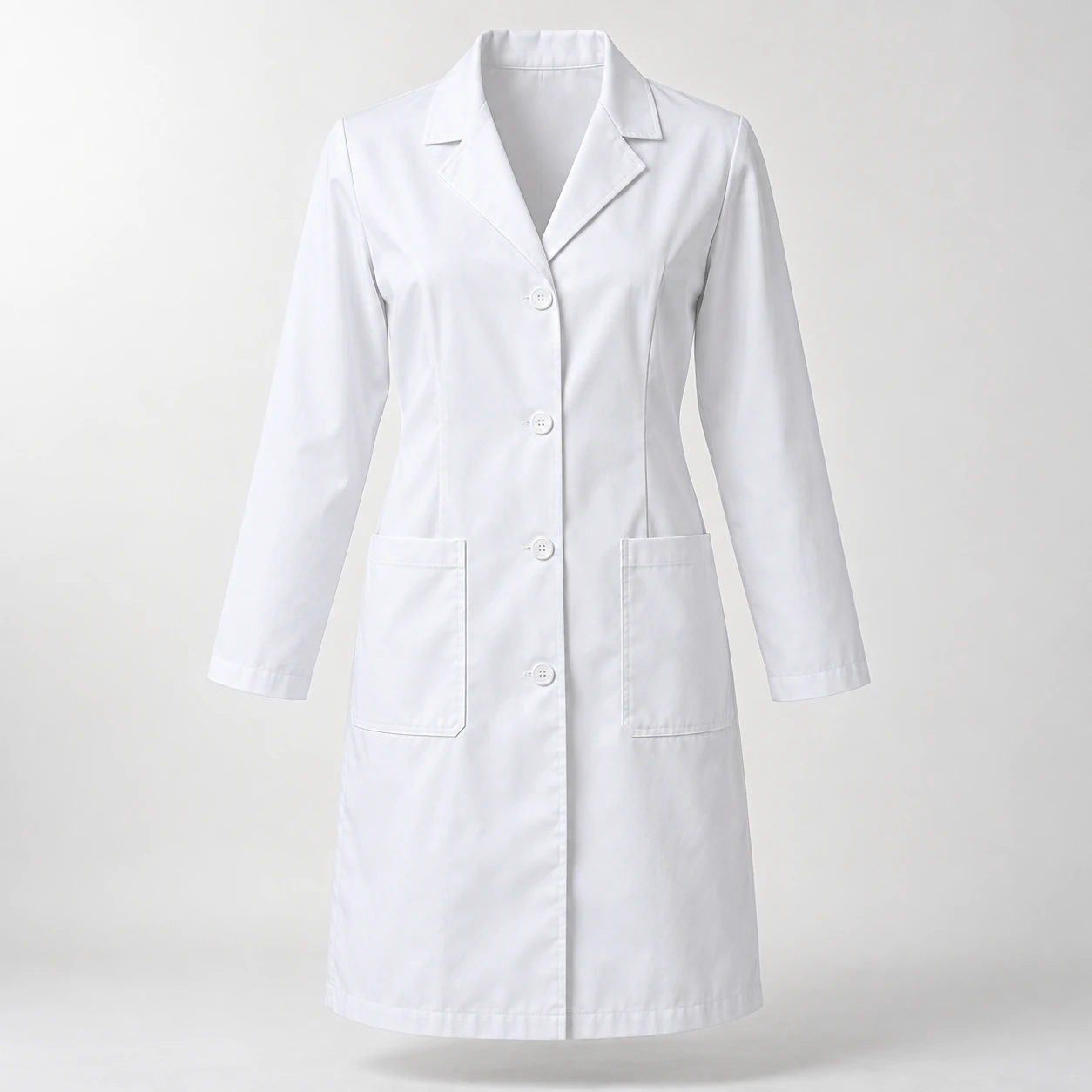 Áo blouse nữ trắng dài tay cổ ve hai túi dưới