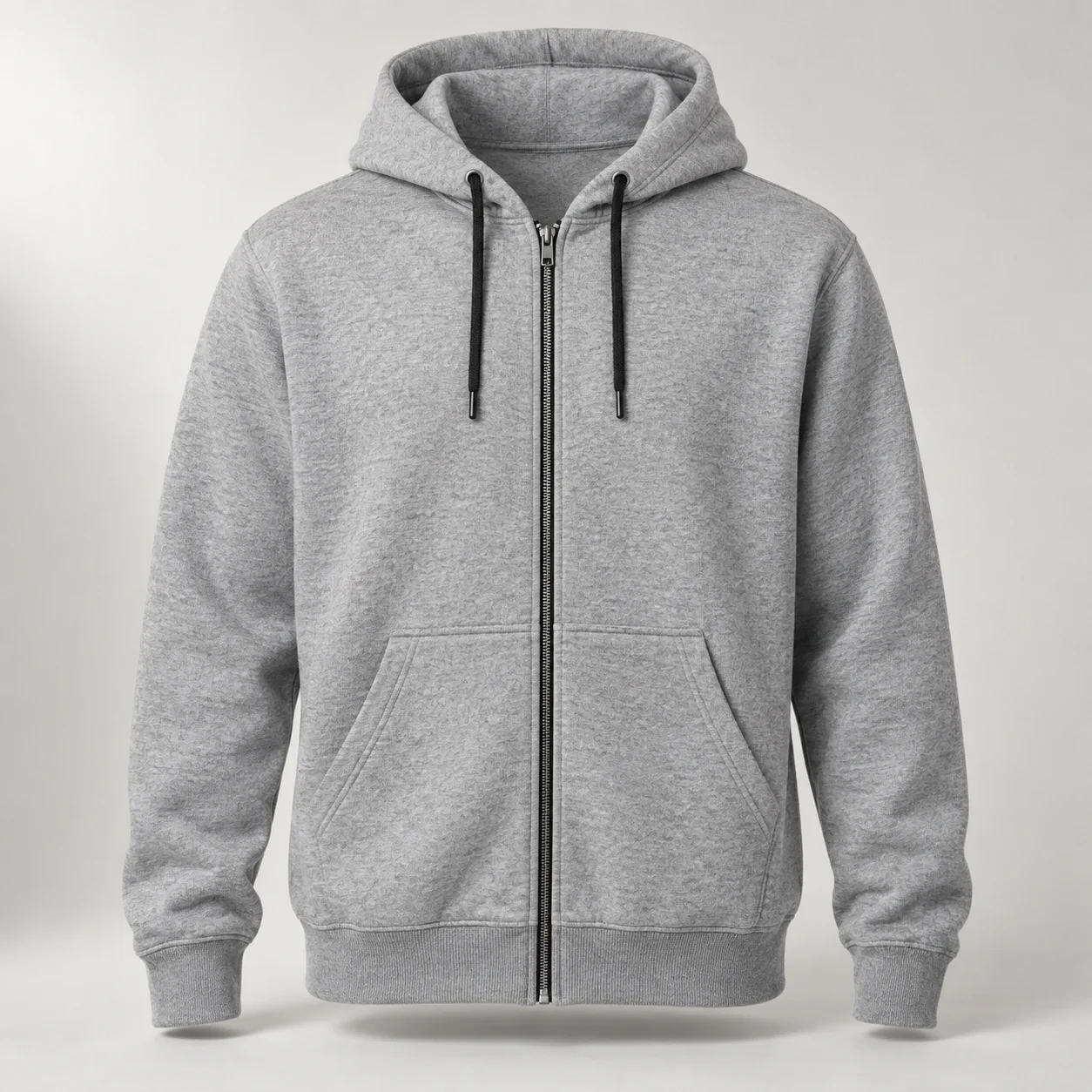 Áo hoodie ghi khóa kéo túi bụng chia đôi