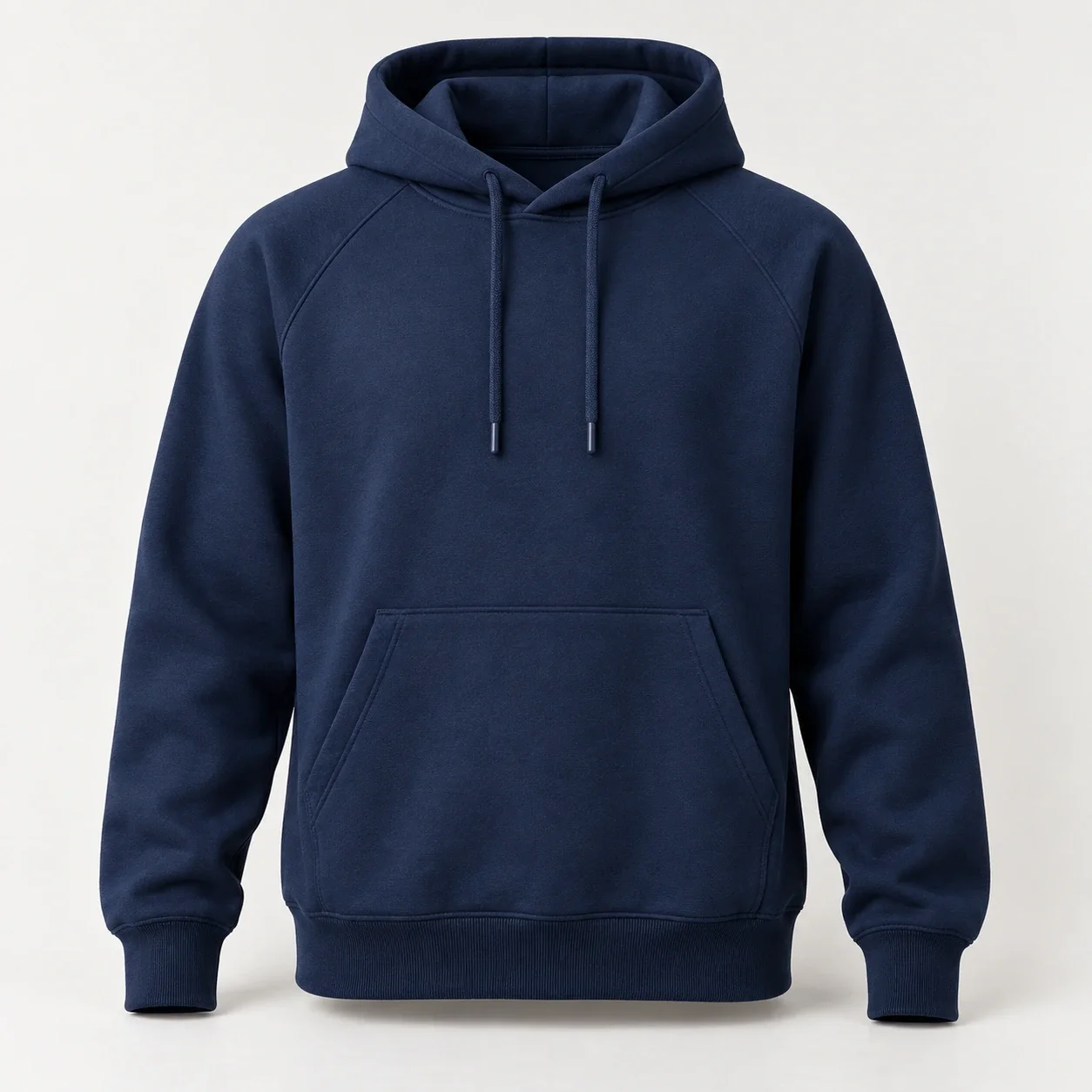 Áo hoodie navy chui đầu tay raglan túi bụng
