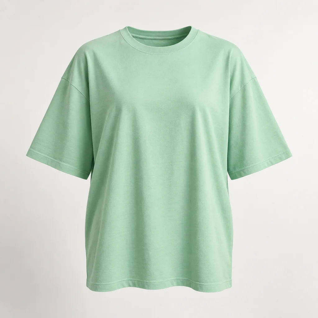Áo lớp cổ tròn vai rơi dáng rộng xanh mint