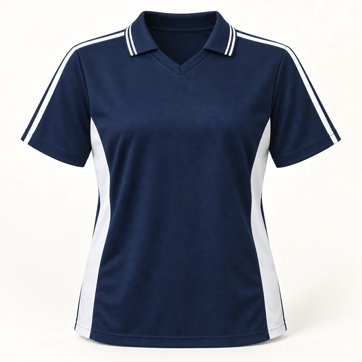 Áo lớp navy cổ chữ V phối sườn trắng