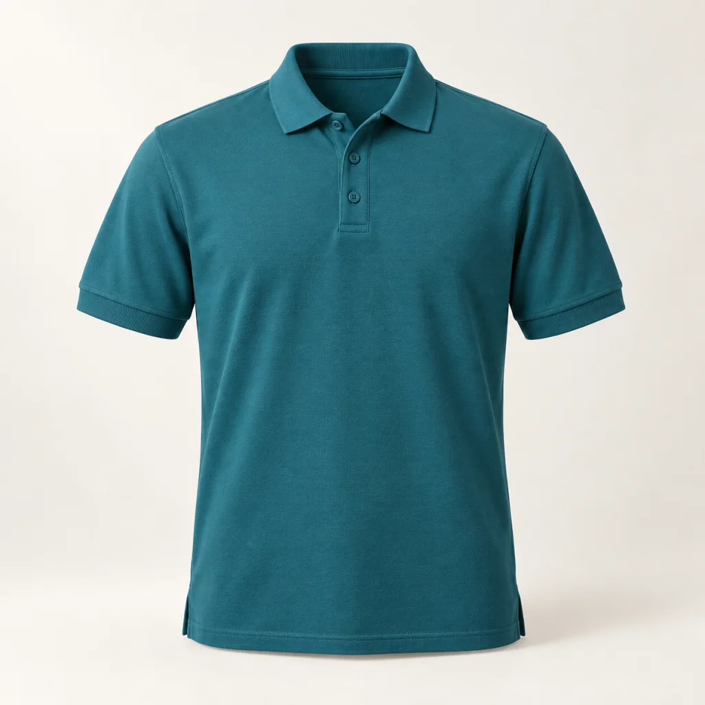 Áo polo công ty xanh cổ vịt cổ bẻ ba khuy