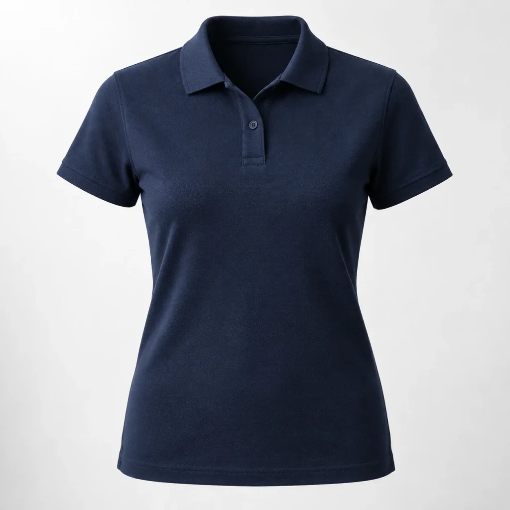 Áo polo nữ xanh than cổ nhỏ nẹp hai nút
