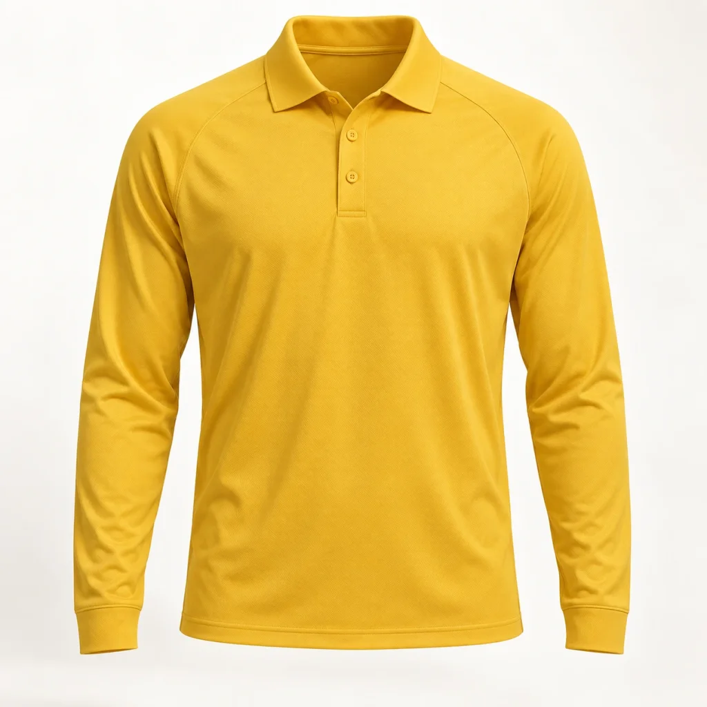 Áo thể thao dài tay vàng mật ong cổ polo