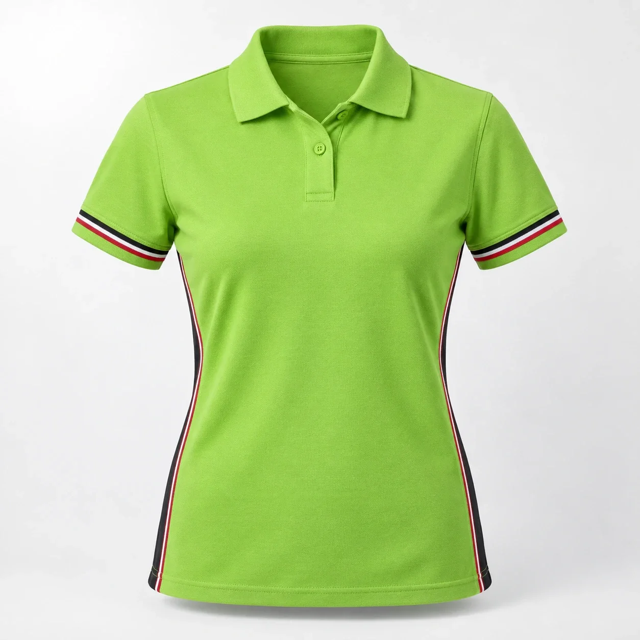 Polo giáo viên mầm non xanh lime viền tay ba sọc