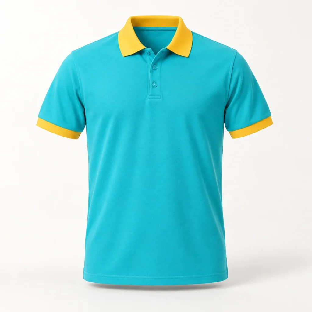 Polo hoạt động tập thể cổ vàng thân xanh ngọc