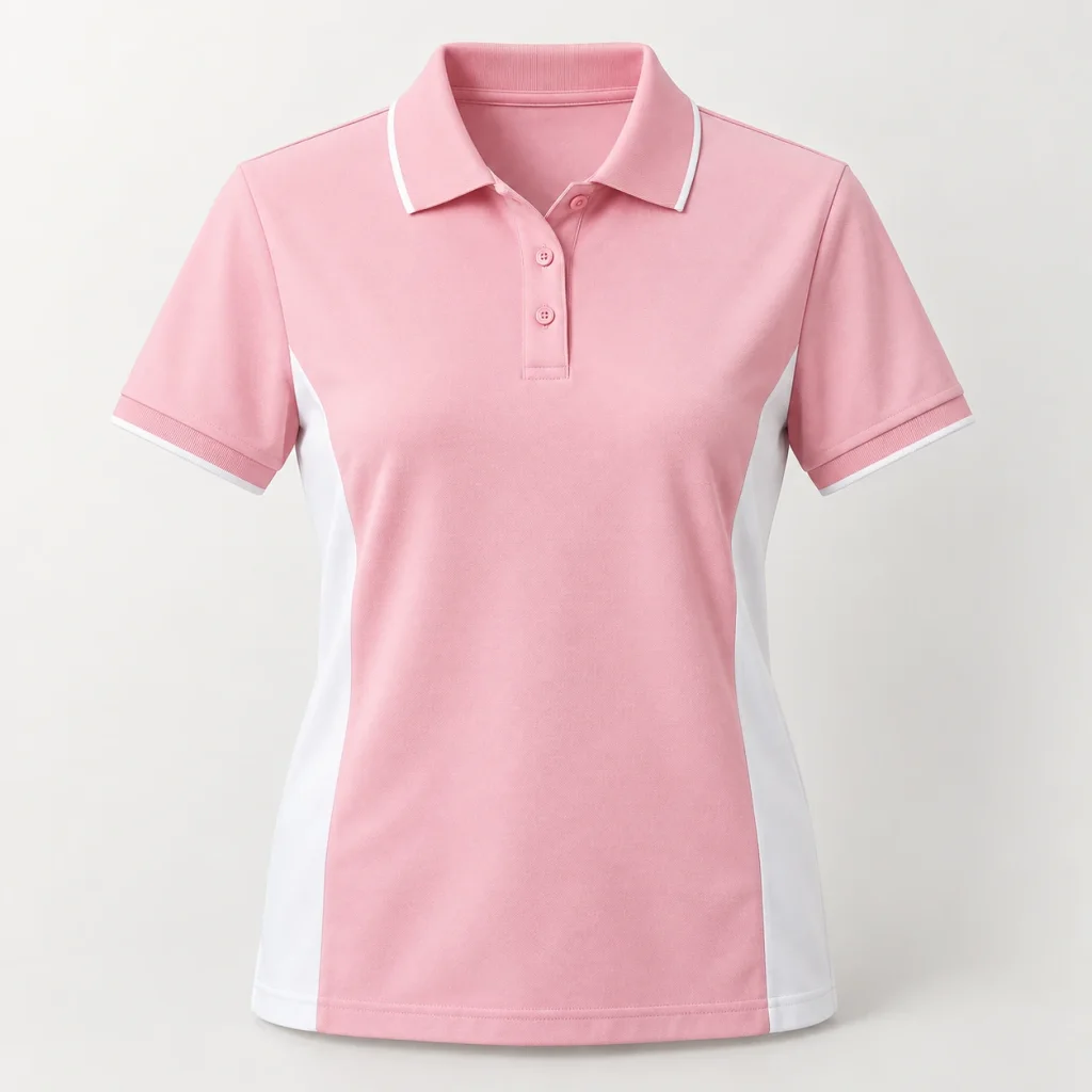 Polo họp lớp hồng nhạt phối sườn trắng