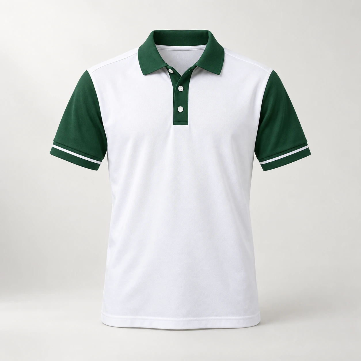 Polo họp lớp trắng phối cổ và tay xanh lá