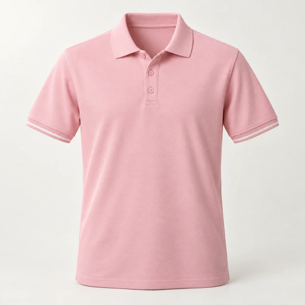 Polo tiệm bánh hồng phấn bo tay viền ngà