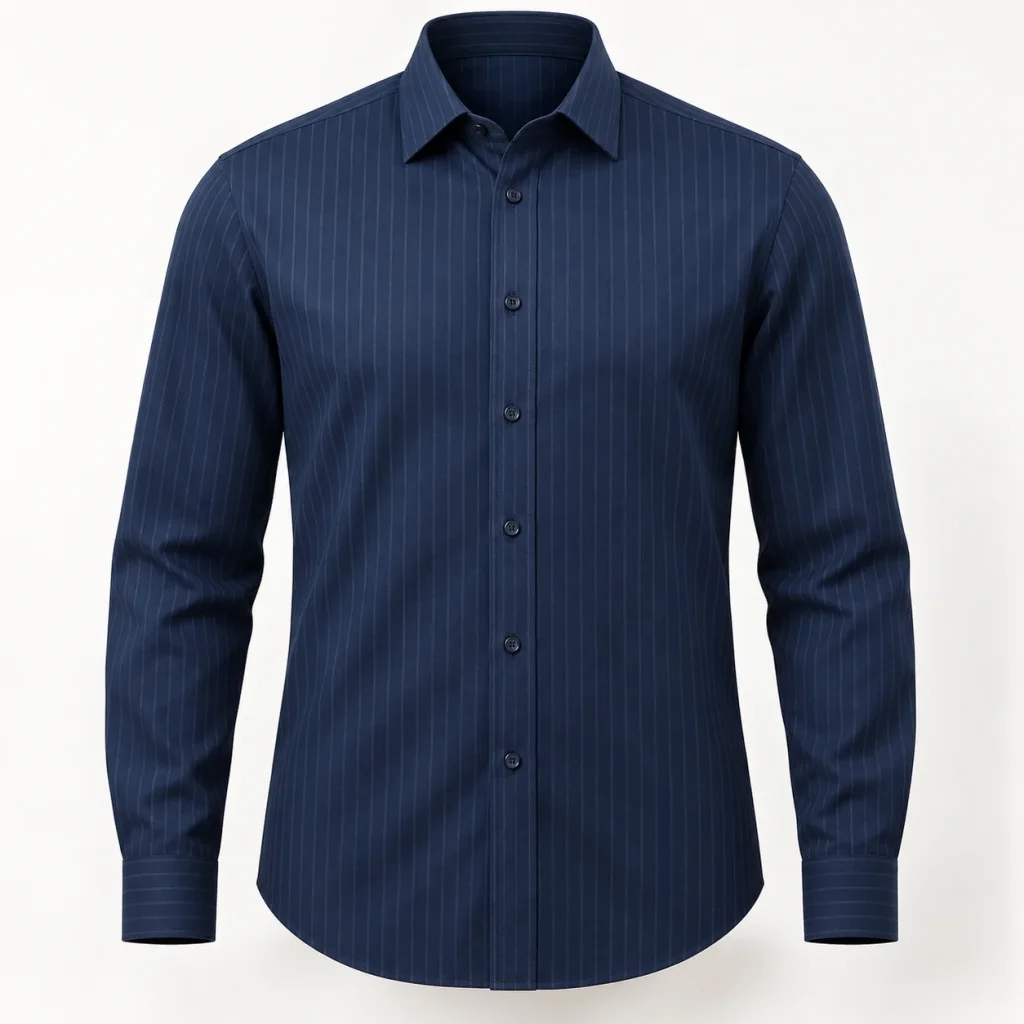 Sơ mi công sở xanh navy sọc dọc chìm tay dài