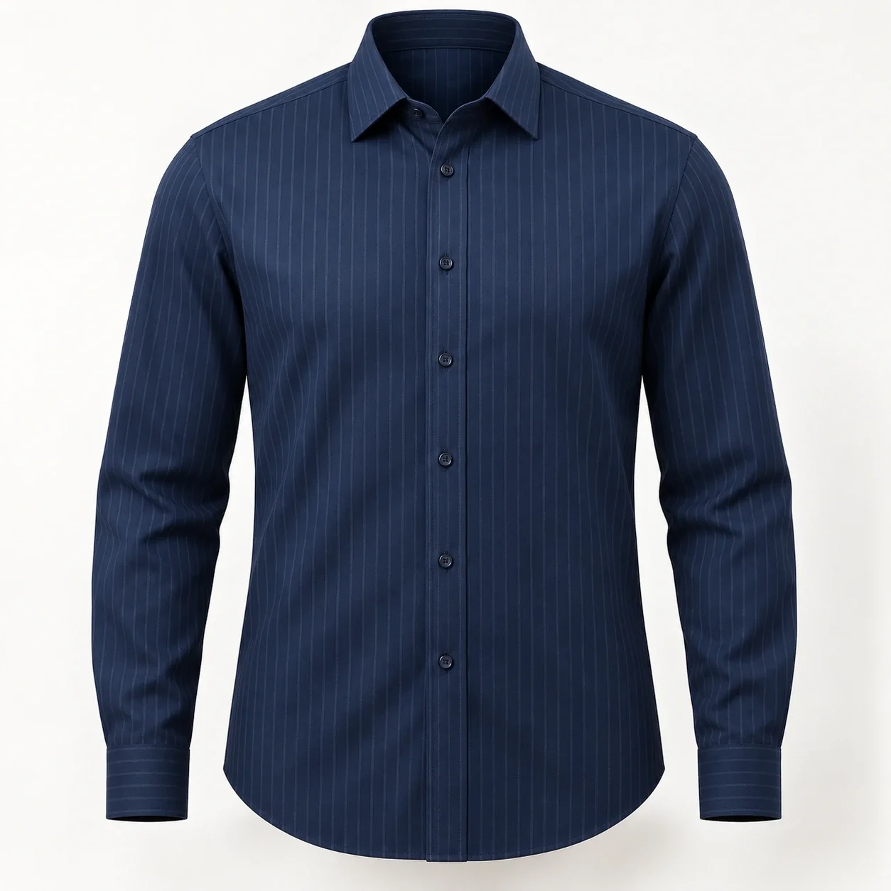 Sơ mi công sở xanh navy sọc dọc chìm tay dài